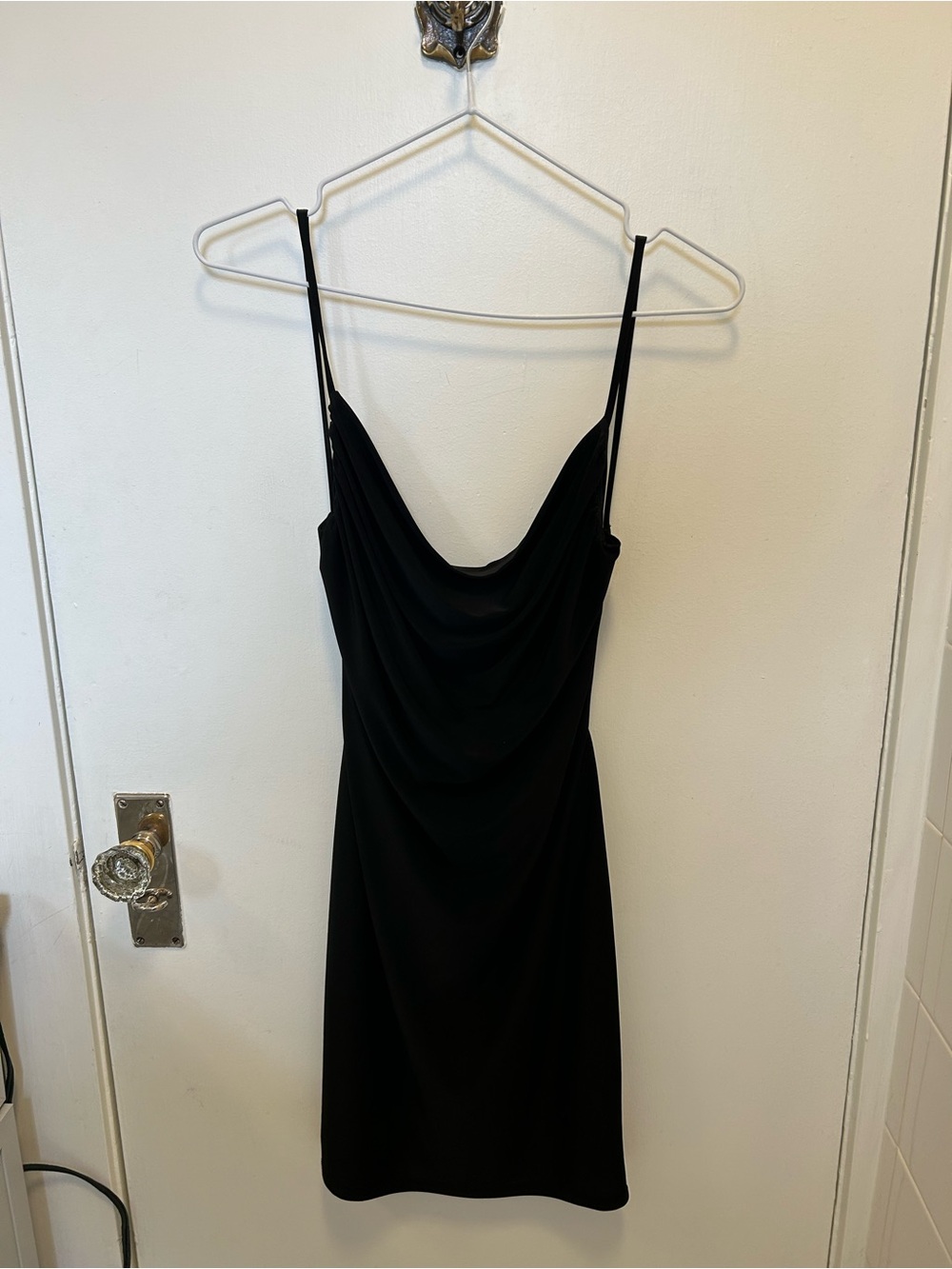 Kali Classic Little Black Dress with Cowl Neck + Open Back | Sz Small